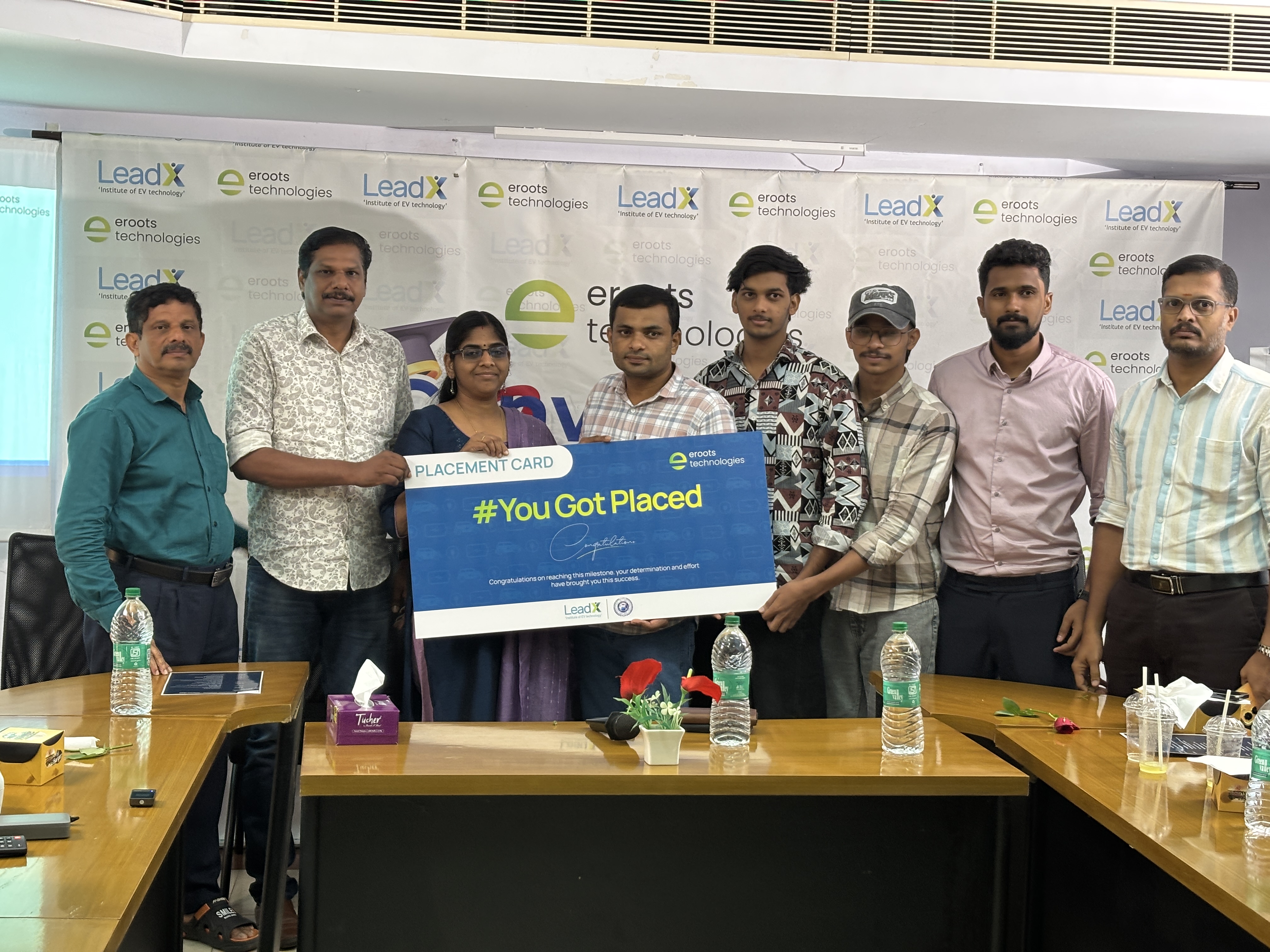 Placement recognition moment with Eroots Technologies students.